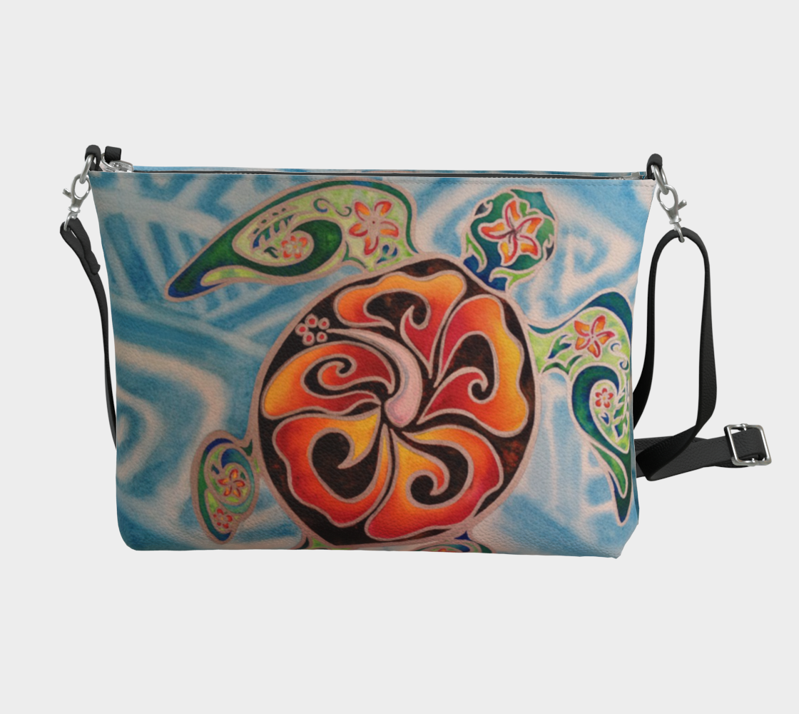 Sea Turtle Art Print Purse / Shoulder Bag with Long Strap