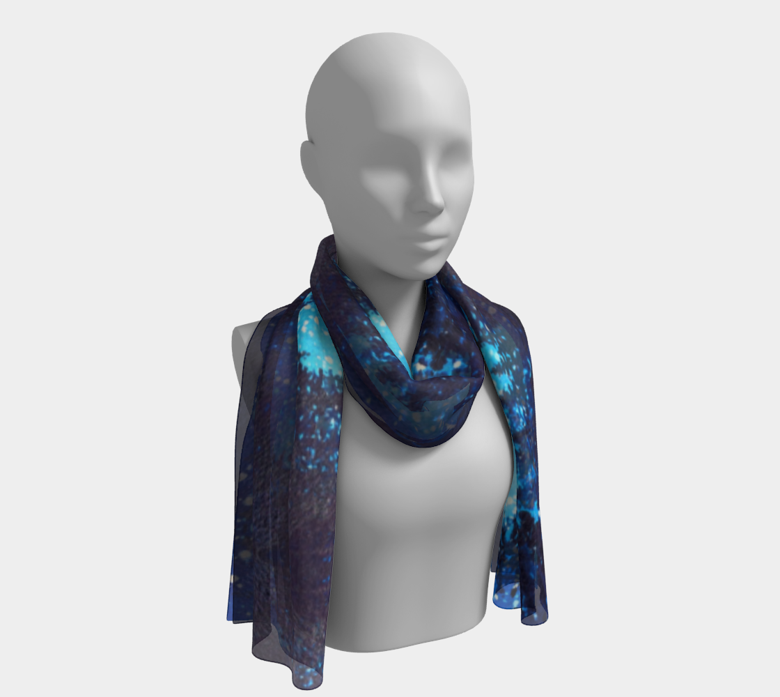 Star Dust ~ Long Scarf - Size and material options - Art of Christie's Watercolor painting stary night sky with alpine forest