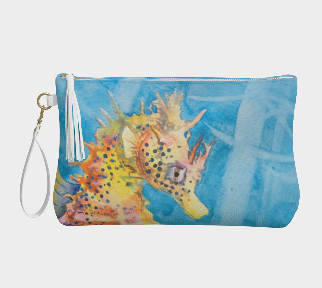 "Sea Freckles" Sea Horse Art - Vegan Leather Makeup Bag