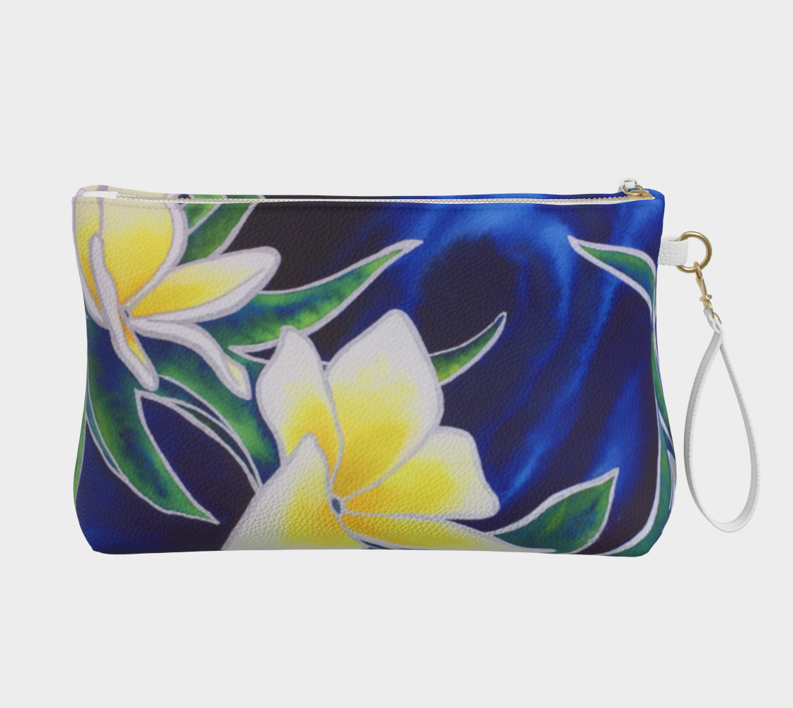 "Wedding Lei" Plumeria Art - Vegan Leather Clutch Bag
