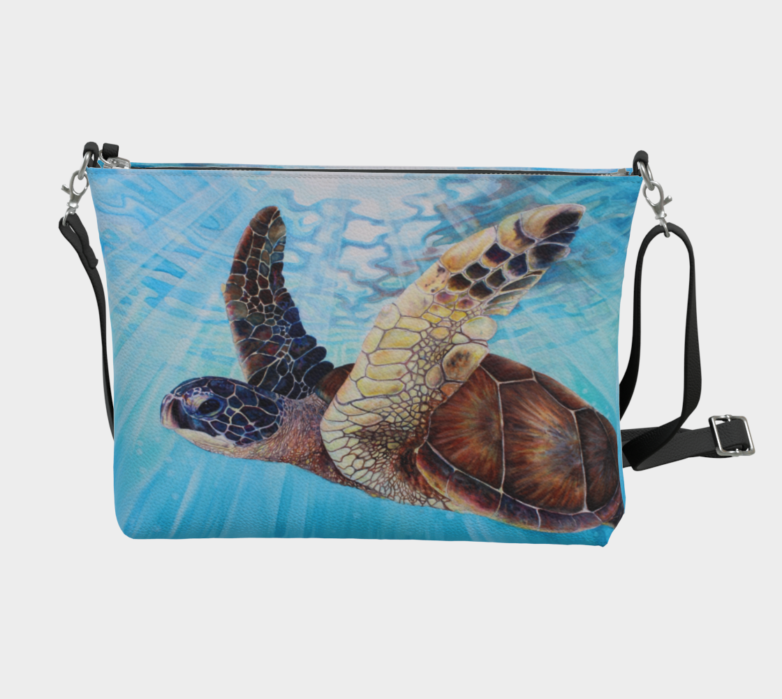 Sea Turtle Art Print Purse / Shoulder Bag with Long Strap
