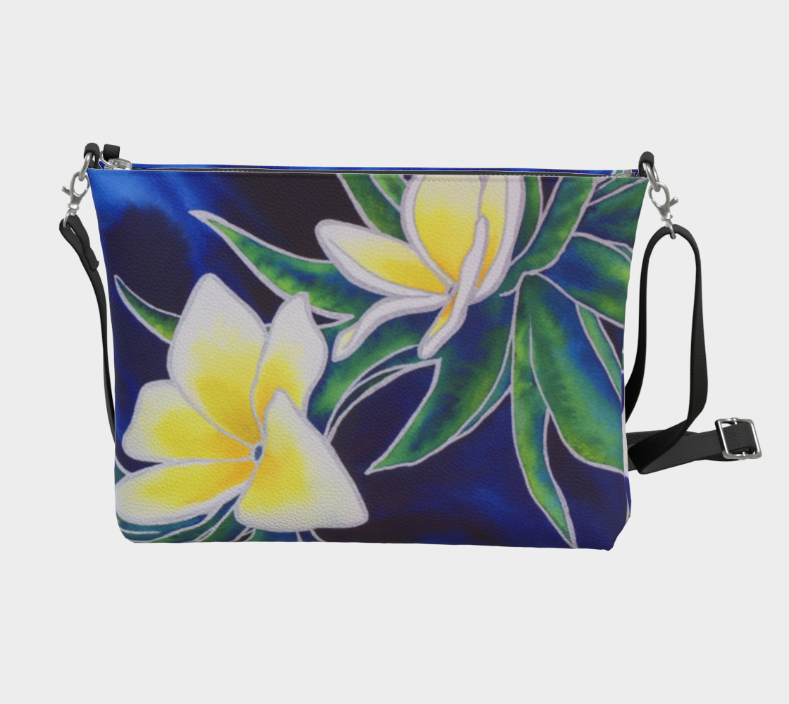Plumeria Flowers Art Print Purse / Shoulder Bag with Long Strap