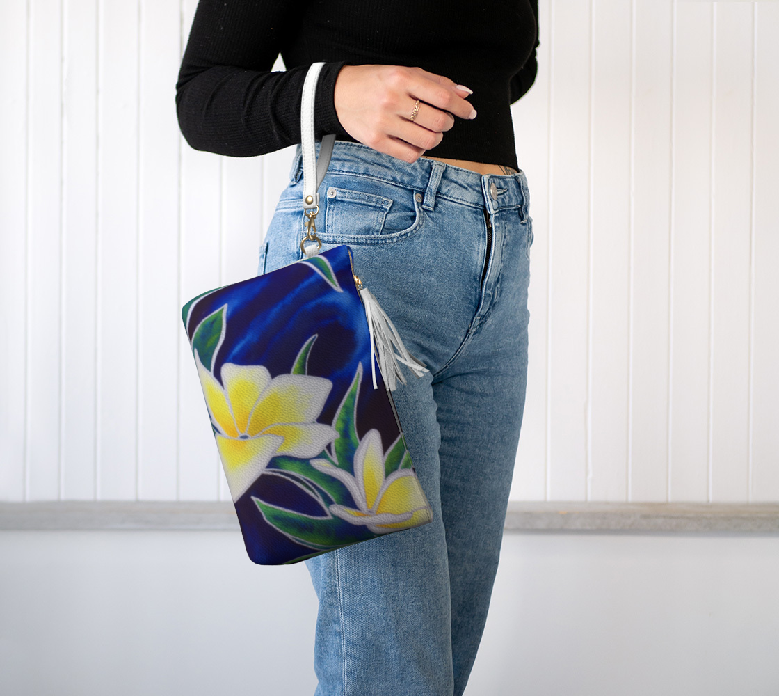 "Wedding Lei" Plumeria Art - Vegan Leather Clutch Bag