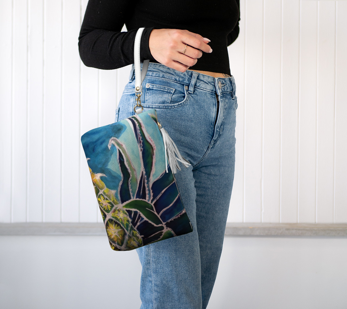 "Welcome" Pineapple Art Vegan Leather Makeup Bag