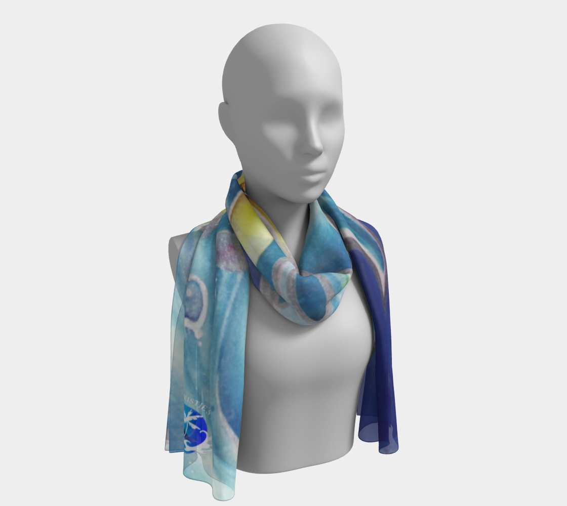 Long Scarf ~ Blue Hawaii art scarf by artist Christie Marie
