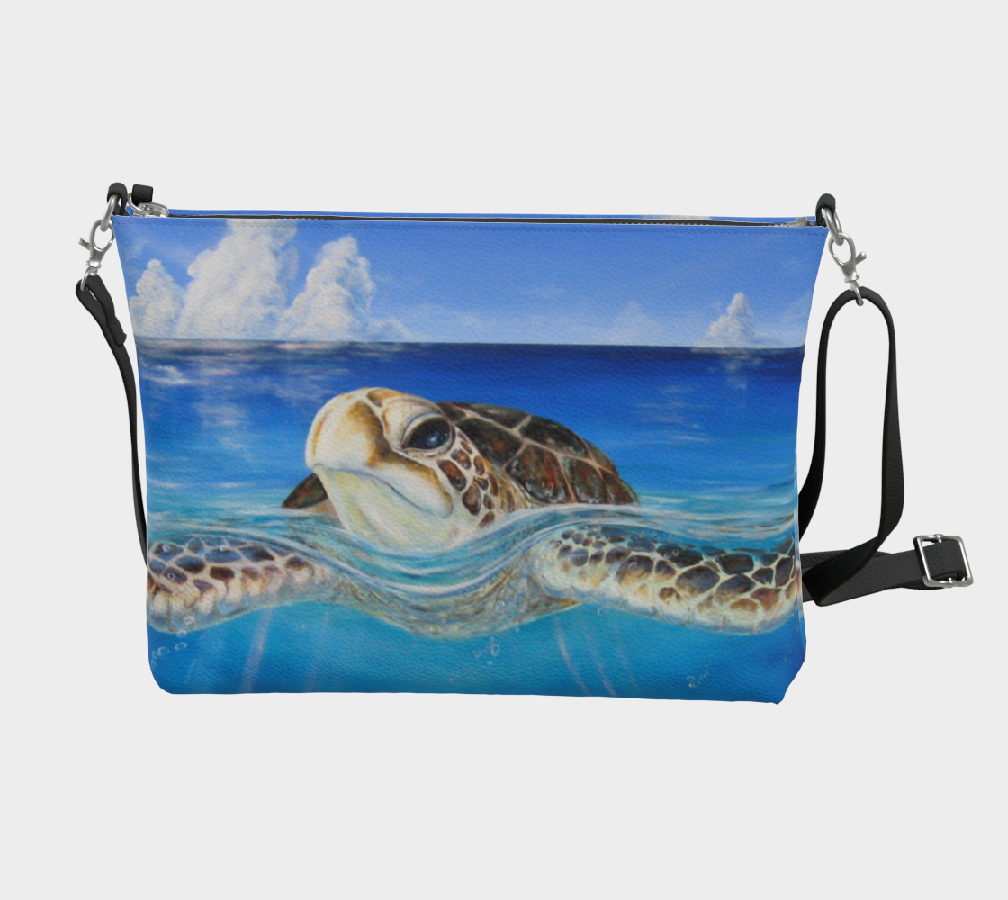 Hawaii Sea Turtle Art Print Purse / Shoulder Bag with Long Strap
