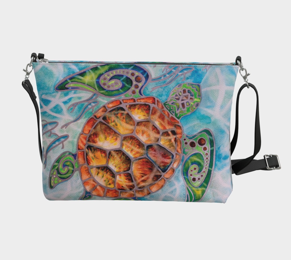 Sea Turtle Art Print Purse / Shoulder Bag with Long Strap