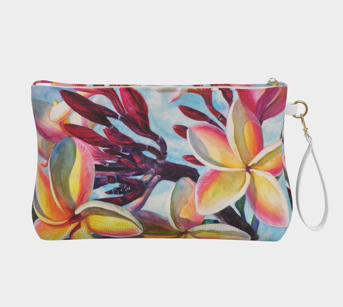 Plumeria Art - Vegan Leather Clutch Bag