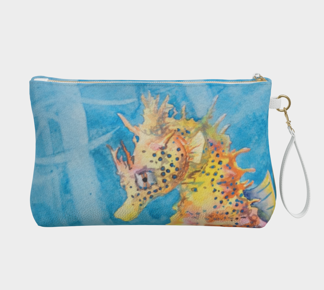 "Sea Freckles" Sea Horse Art - Vegan Leather Makeup Bag
