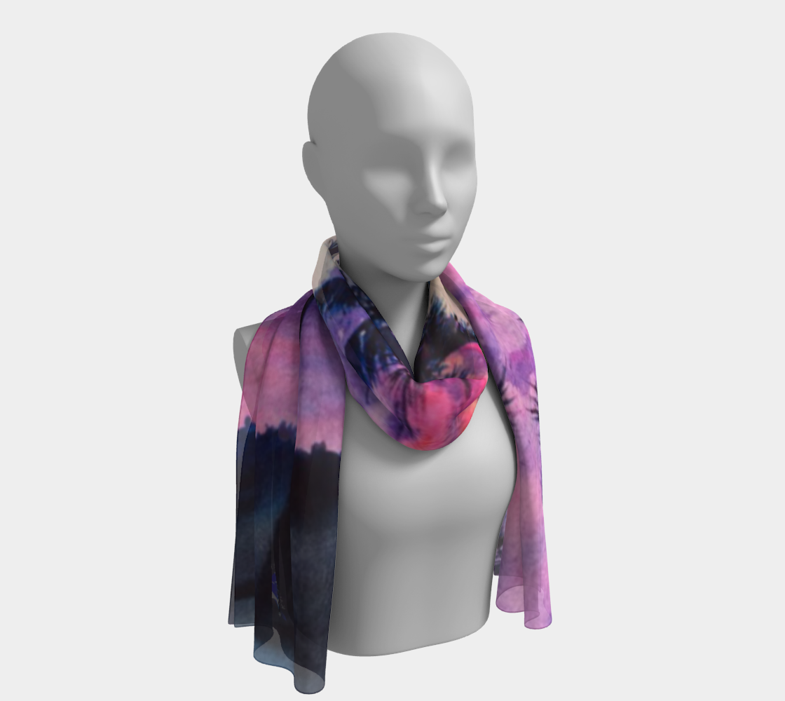 Long Scarf ~ Pink Palms watercolor art print scarf by artist Christie Marie