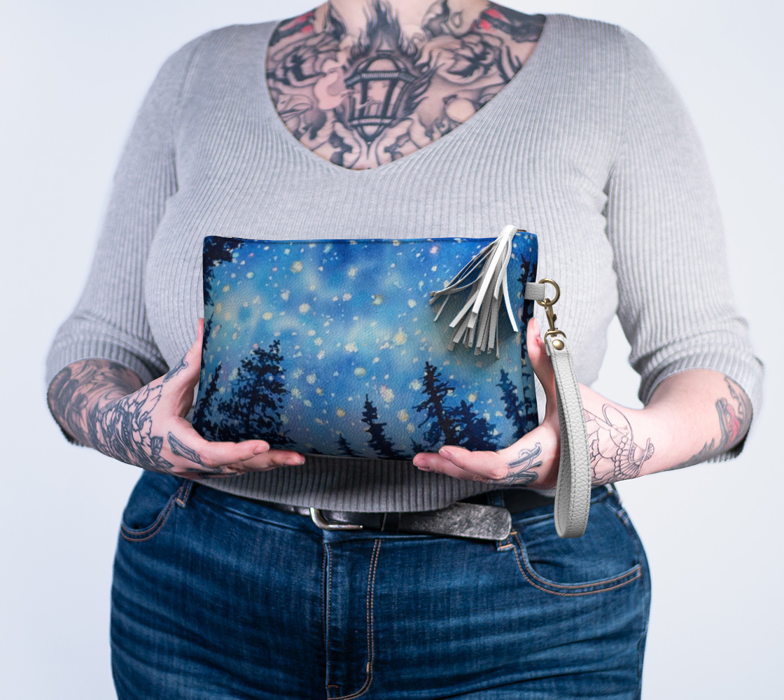 "Camp Stars" Stars Art - Vegan Leather Clutch Bag