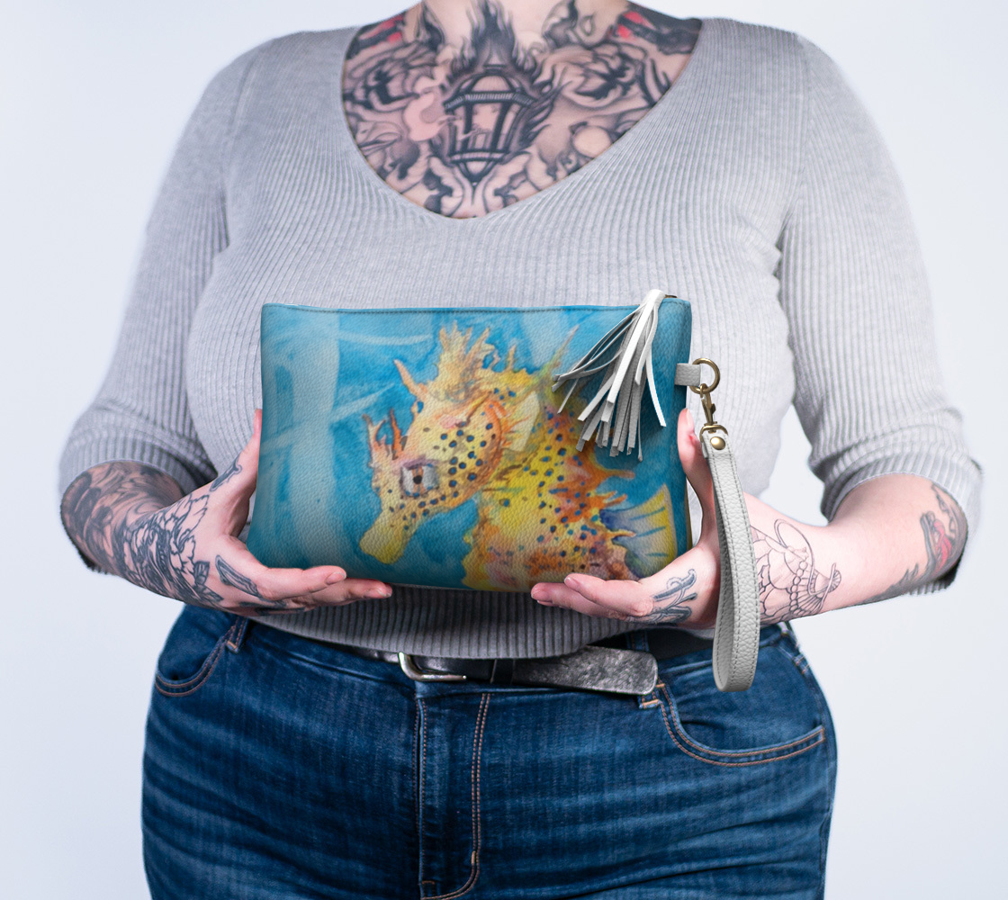 "Sea Freckles" Sea Horse Art - Vegan Leather Makeup Bag