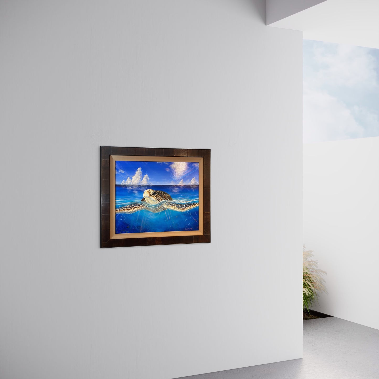 Original Art, A Peace of the Tropics - Tropical Sea Turtle Art - Large Original Oil Painting - Tropical Hawaiian Ocean Art by Christie Marie E Russell ©