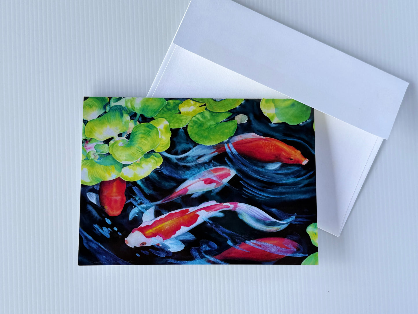 Coy Koi - Koi Fish Art Print of Watercolor - Pack of 10 Greeting Cards (US & CA)
