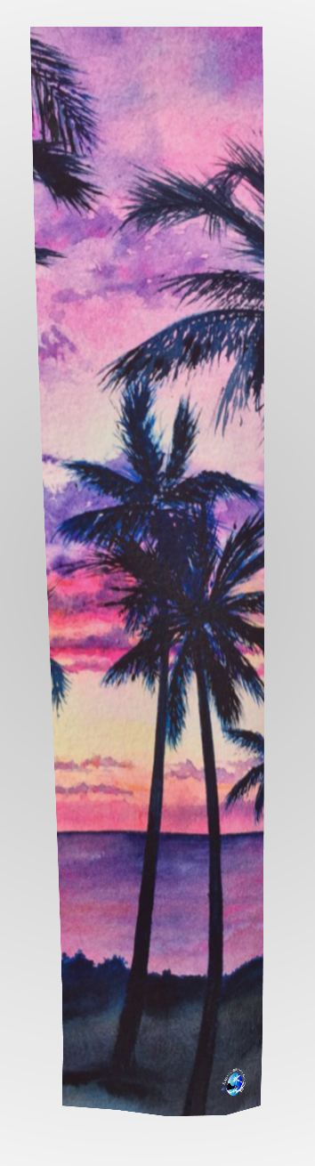 Long Scarf ~ Pink Palms watercolor art print scarf by artist Christie Marie