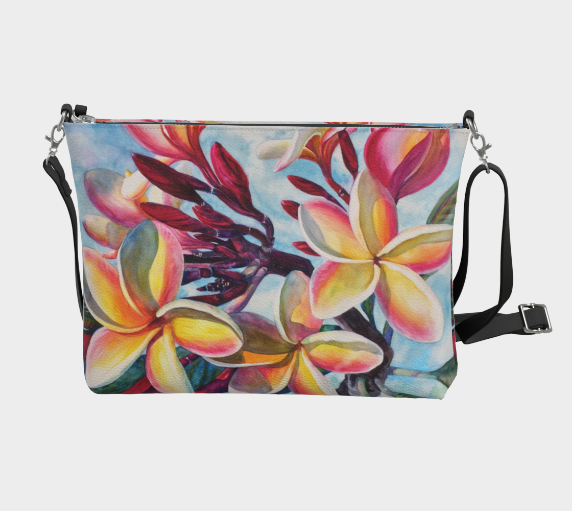 Plumeria Flowers Art Print Purse / Shoulder Bag with Long Strap