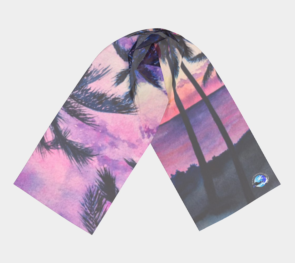 Long Scarf ~ Pink Palms watercolor art print scarf by artist Christie Marie