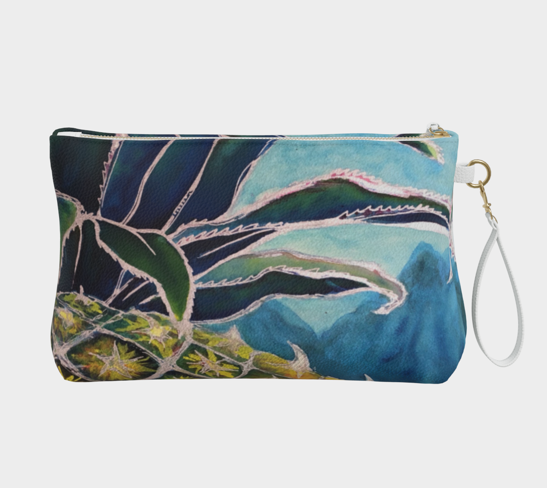 "Welcome" Pineapple Art Vegan Leather Makeup Bag