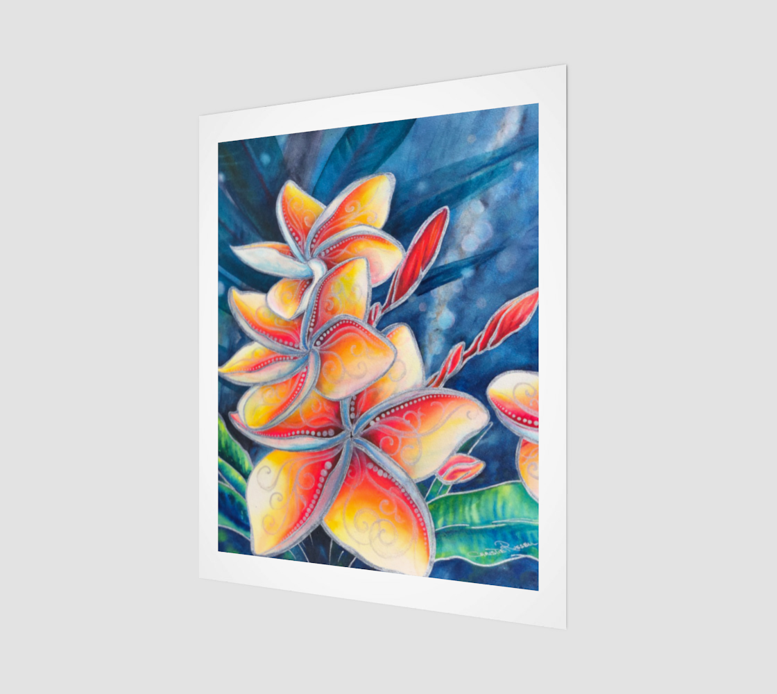Fine Art Print "Mana" Plumeria stylized flower art frangipani picture 16" x 20"
