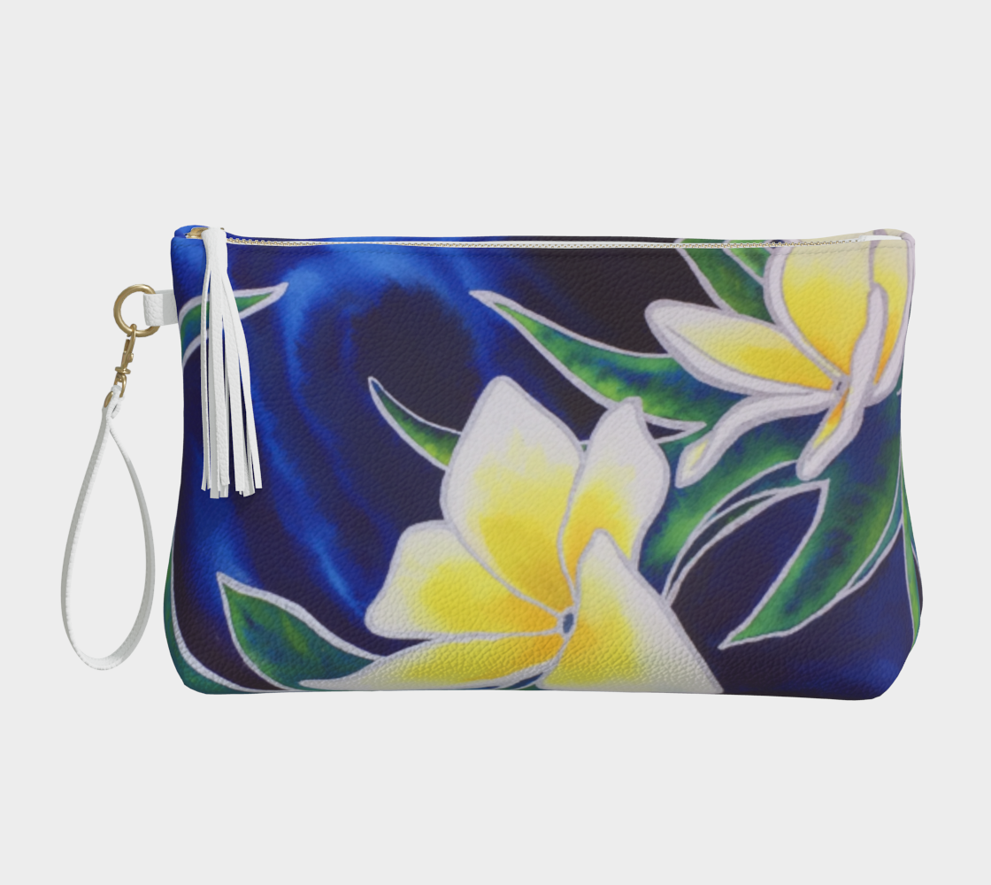 "Wedding Lei" Plumeria Art - Vegan Leather Clutch Bag