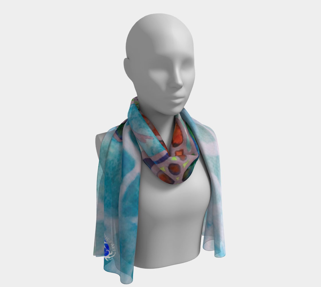 Long Scarf Honu Island Waters art scarf by artist Christie Marie