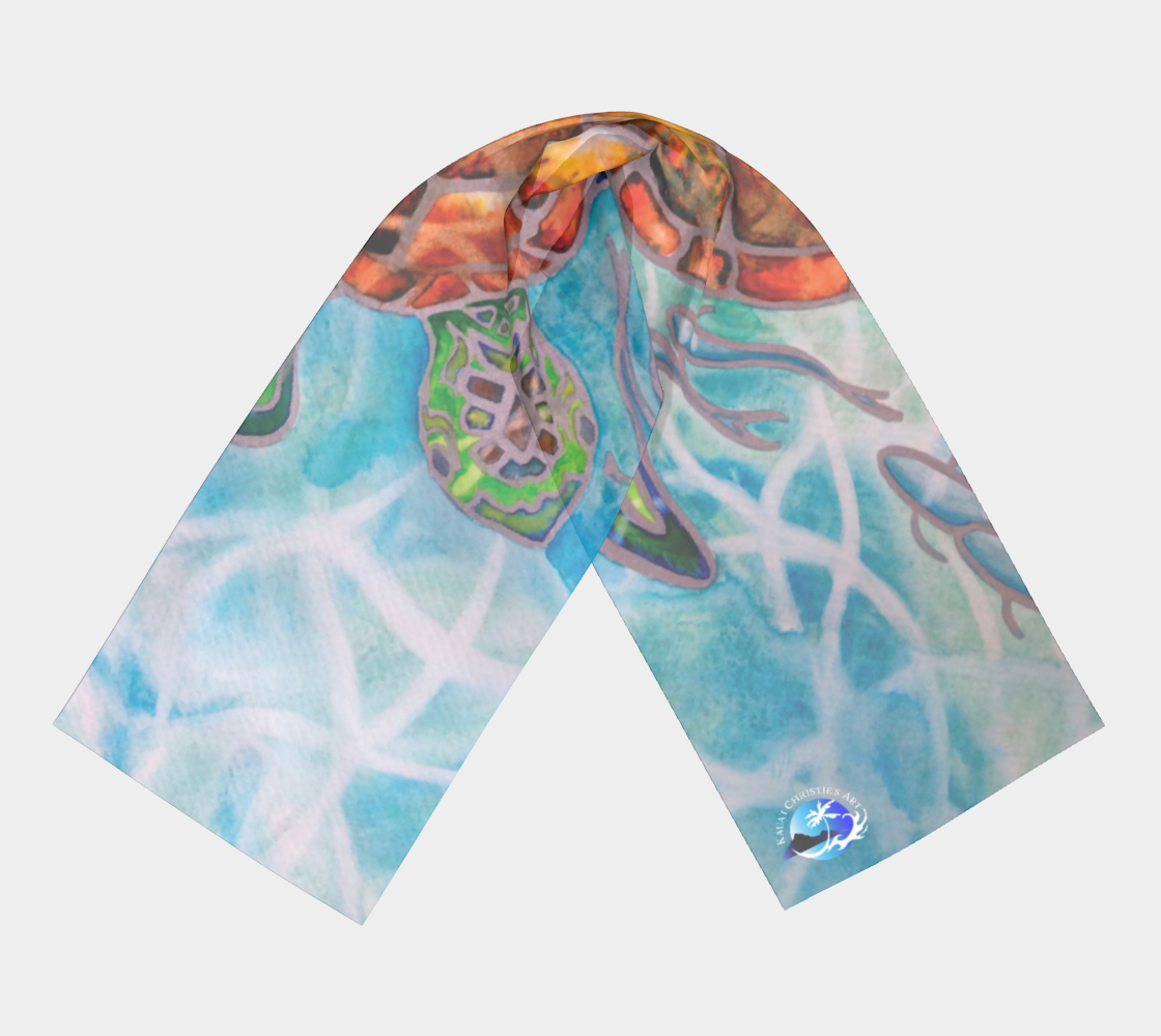 Long Scarf Honu Island Waters art scarf by artist Christie Marie