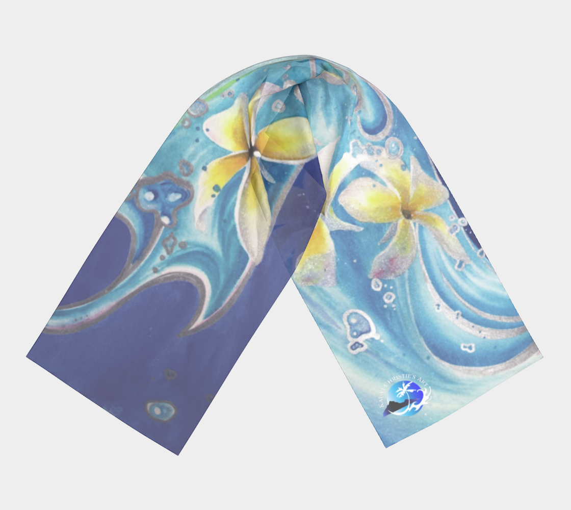 Long Scarf ~ Blue Hawaii art scarf by artist Christie Marie