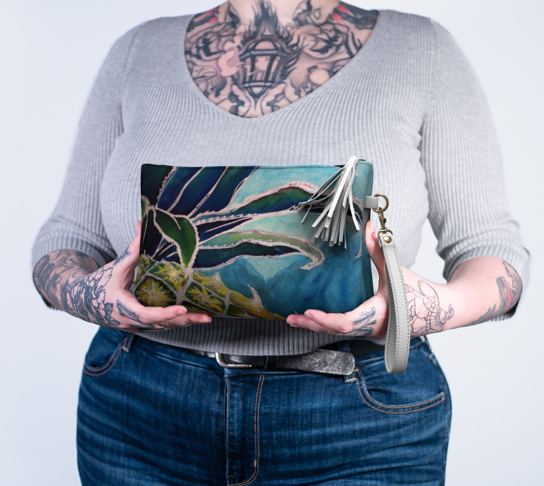 "Welcome" Pineapple Art Vegan Leather Makeup Bag