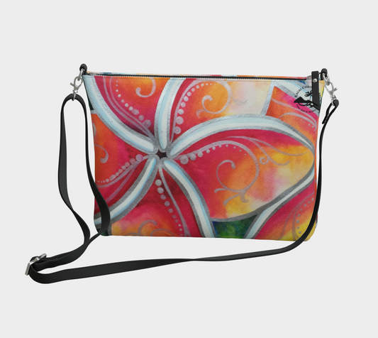 Plumeria Flower Fangenpani  Art Print Purse / Shoulder Bag with Long Strap