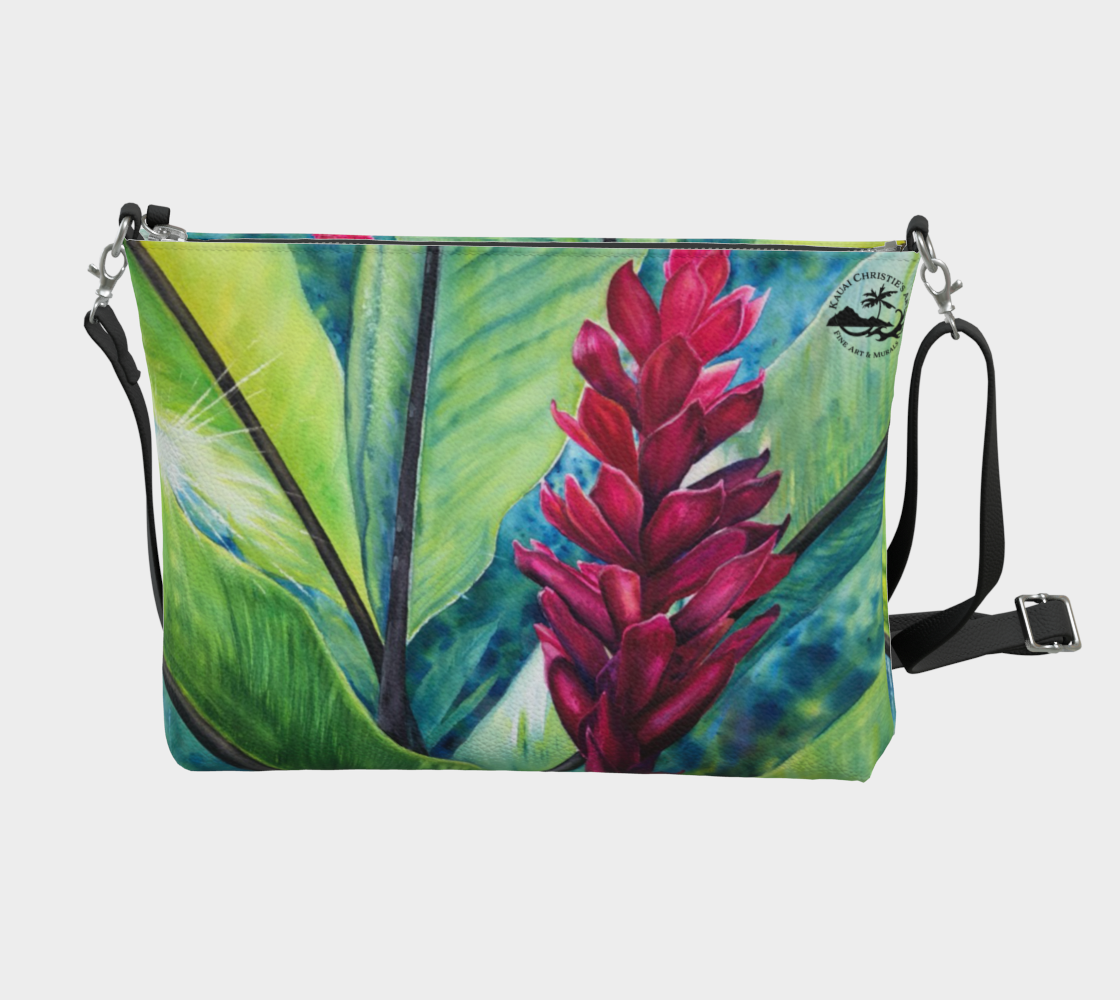 Torch Ginger Flowers Art Print Purse / Shoulder Bag with Long Strap