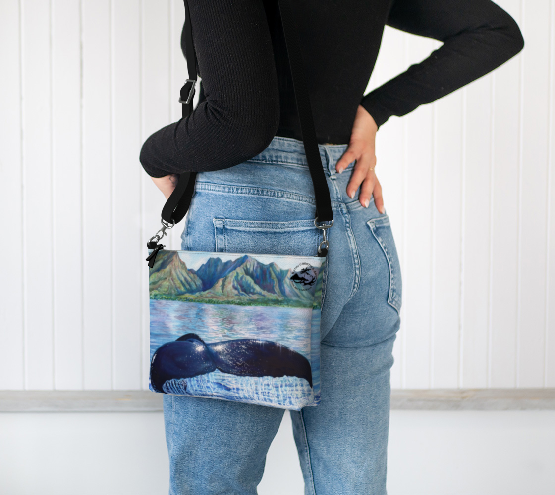 Whale Tale Art Print Purse / Shoulder Bag with Long Strap