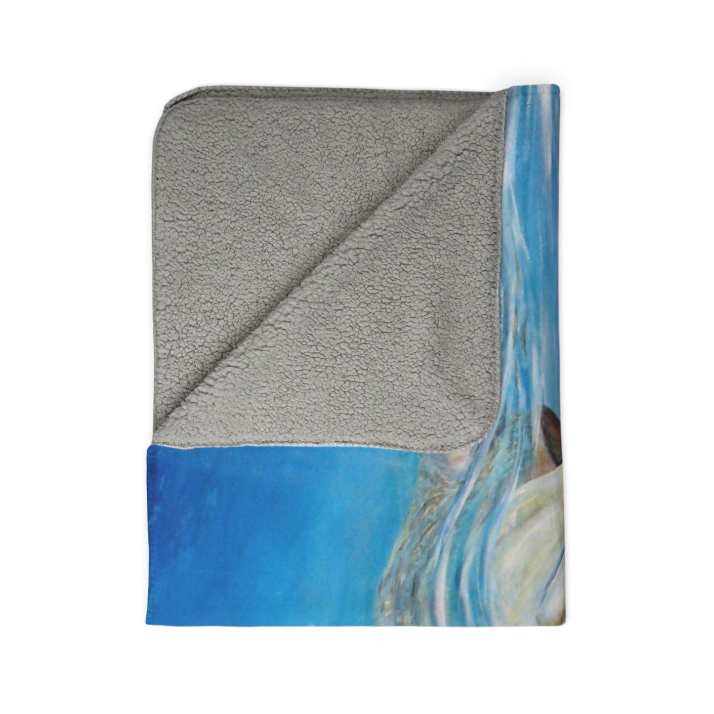 Sea Turtle Ocean Blue Sherpa Blanket — Cozy Coastal Fleece Throw