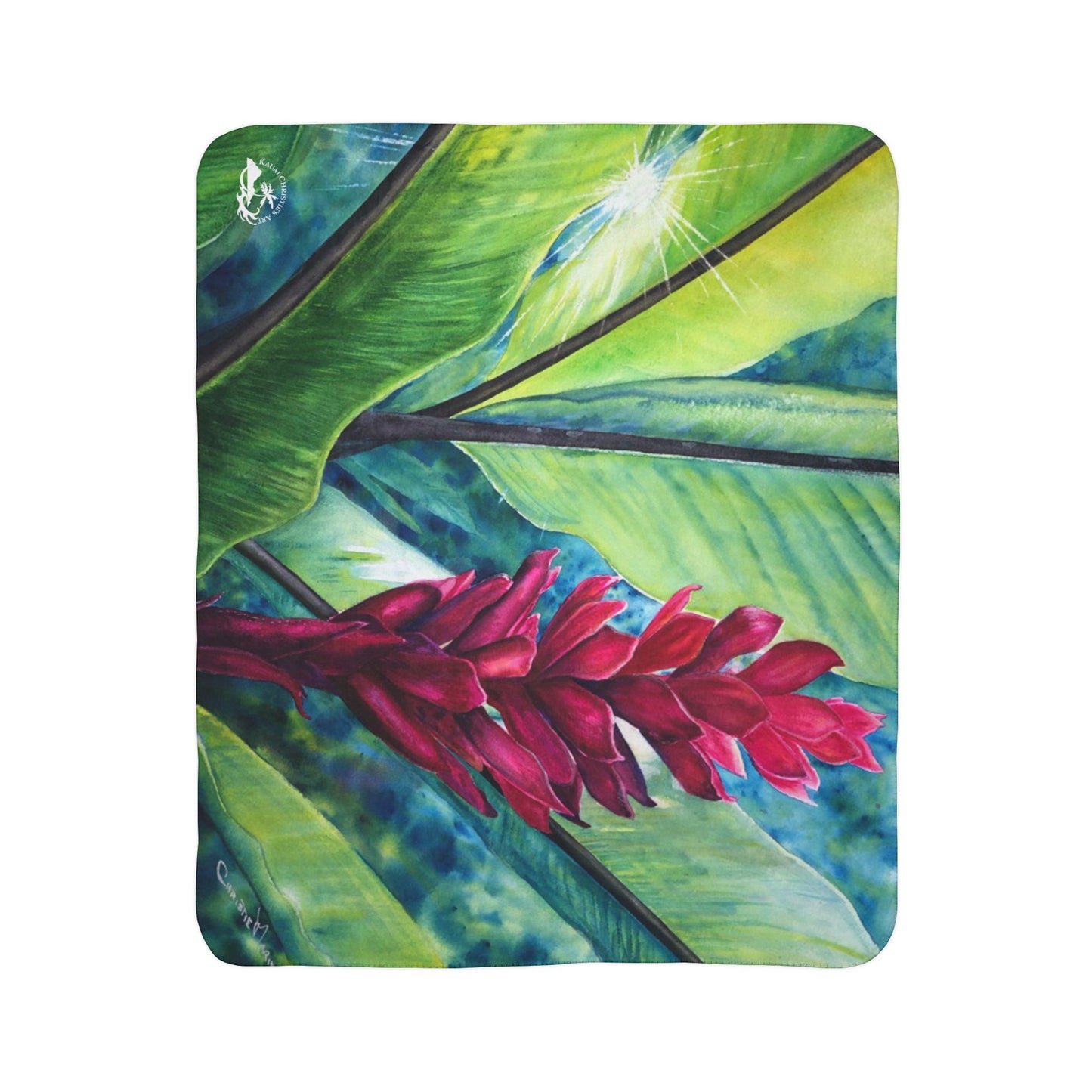 Tropical Red Ginger Fleece Sherpa Blanket