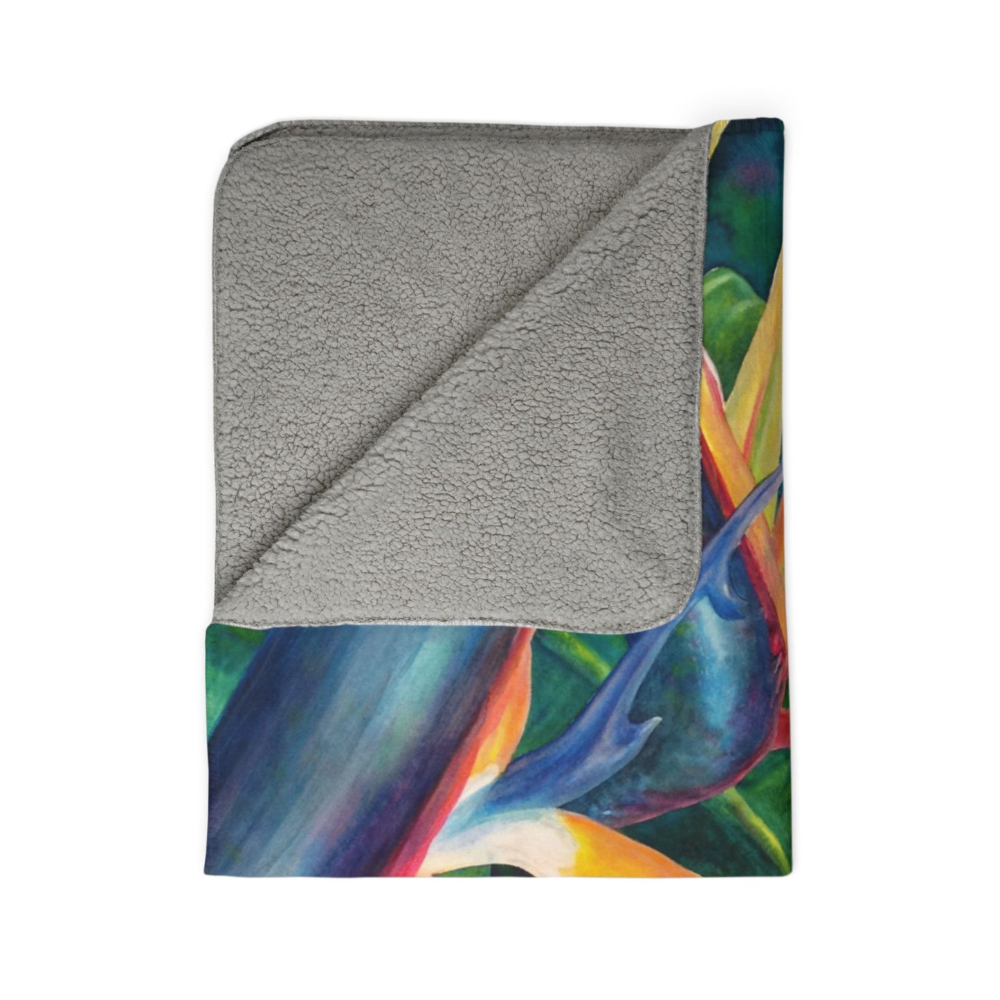 Bird of Paradise Fleece Sherpa Blanket — Tropical Floral Throw for Cozy Home & Beach Seasons