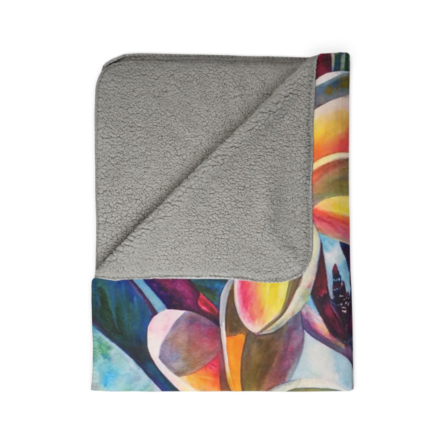 Plumeria Flowers Floral Sherpa Blanket — Tropical Fleece Throw for Colorful Cozy Home & Beach Gifts