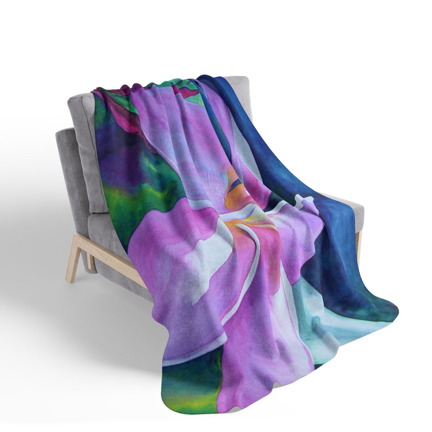 Pink Plumeria Blossom Fleece Sherpa Blanket — Soft Floral Hawaiian Pua Throw