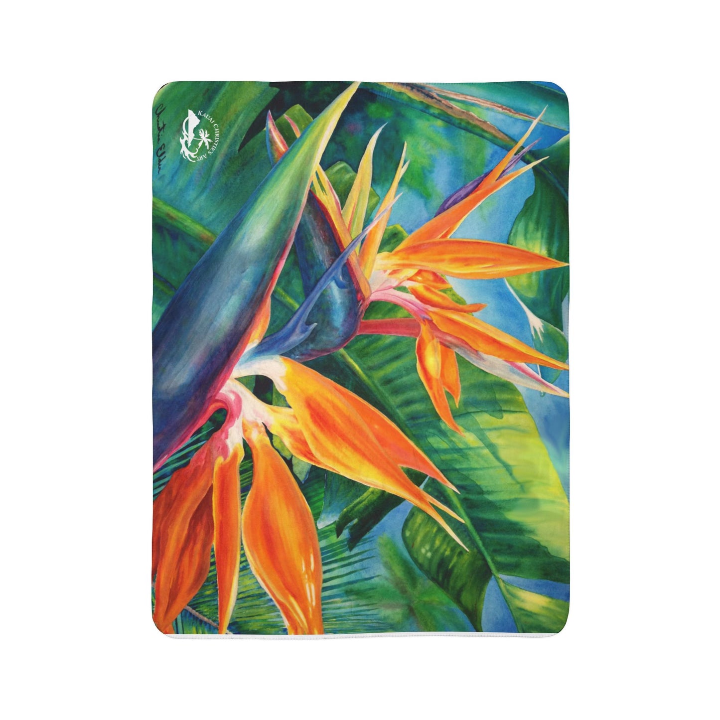Bird of Paradise Fleece Sherpa Blanket — Tropical Floral Throw for Cozy Home & Beach Seasons