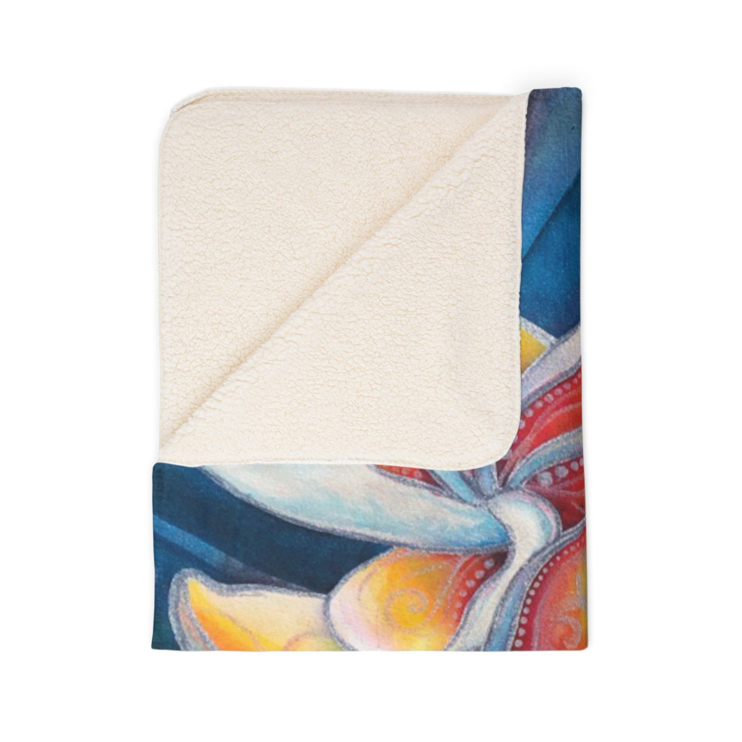 Tropical Plumeria Sherpa Blanket — Vibrant Floral Fleece Throw