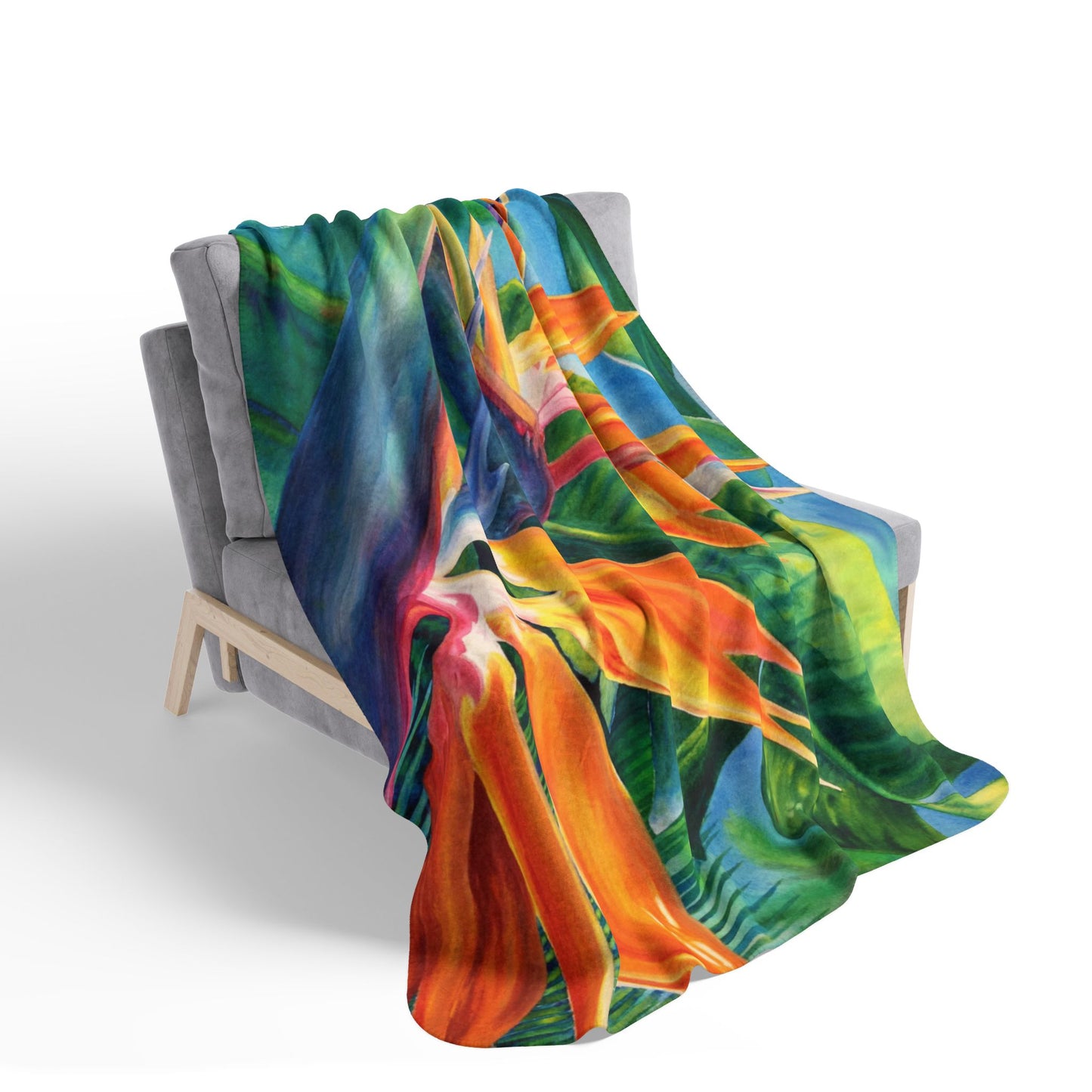 Bird of Paradise Fleece Sherpa Blanket — Tropical Floral Throw for Cozy Home & Beach Seasons