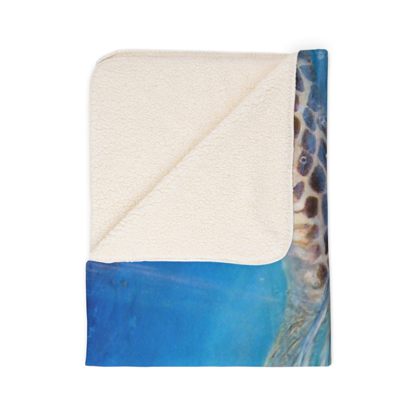 Sea Turtle Ocean Blue Sherpa Blanket — Cozy Coastal Fleece Throw