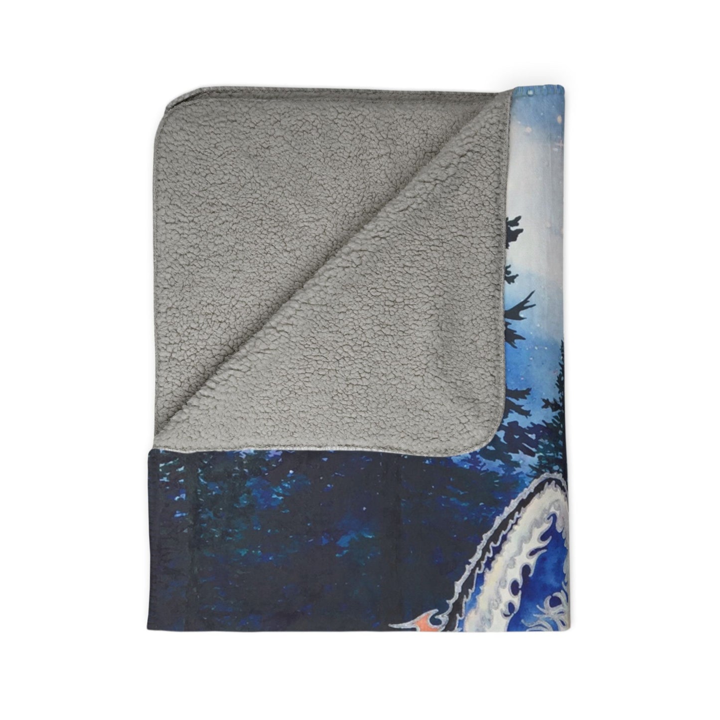 Fox Night Sky Fleece Sherpa Blanket — Cozy Woodland Fox Throw for Nature Lovers