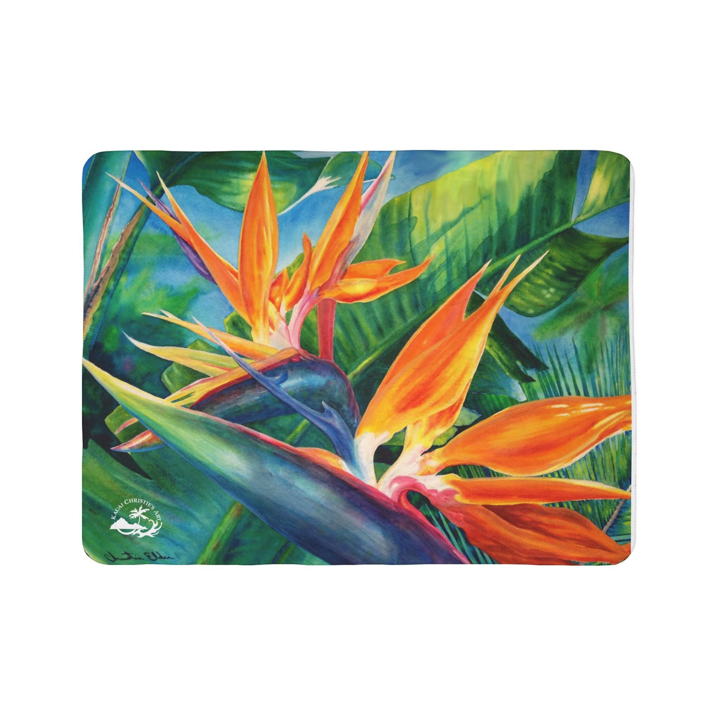 Bird of Paradise Fleece Sherpa Blanket — Tropical Floral Throw for Cozy Home & Beach Seasons
