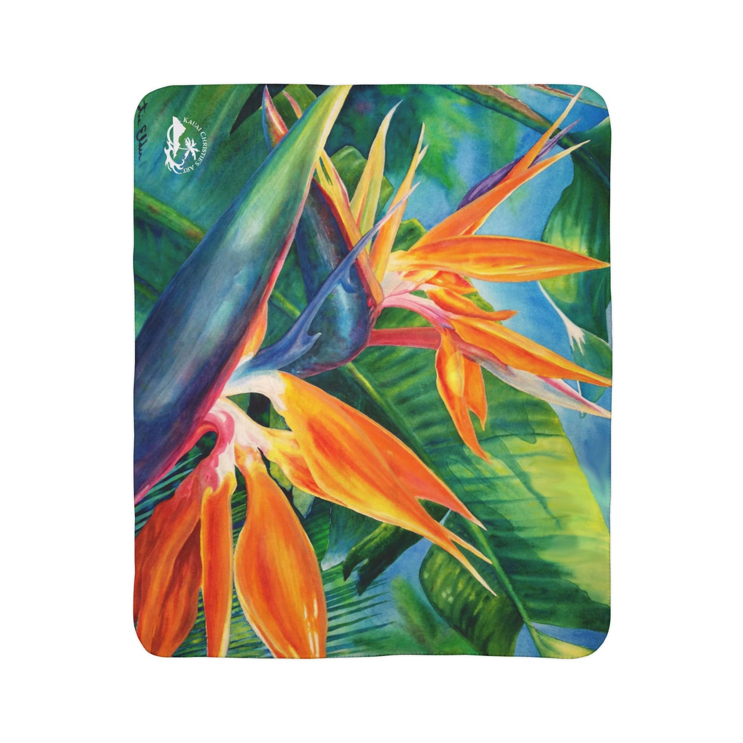 Bird of Paradise Fleece Sherpa Blanket — Tropical Floral Throw for Cozy Home & Beach Seasons