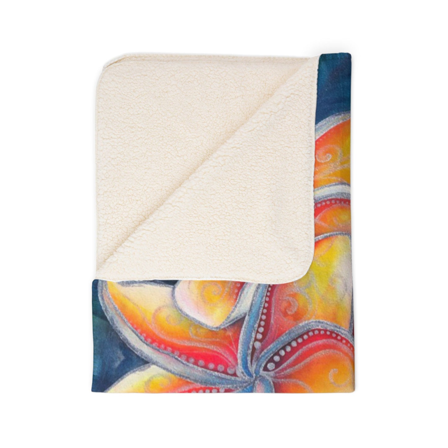 Tropical Plumeria Sherpa Blanket — Vibrant Floral Fleece Throw