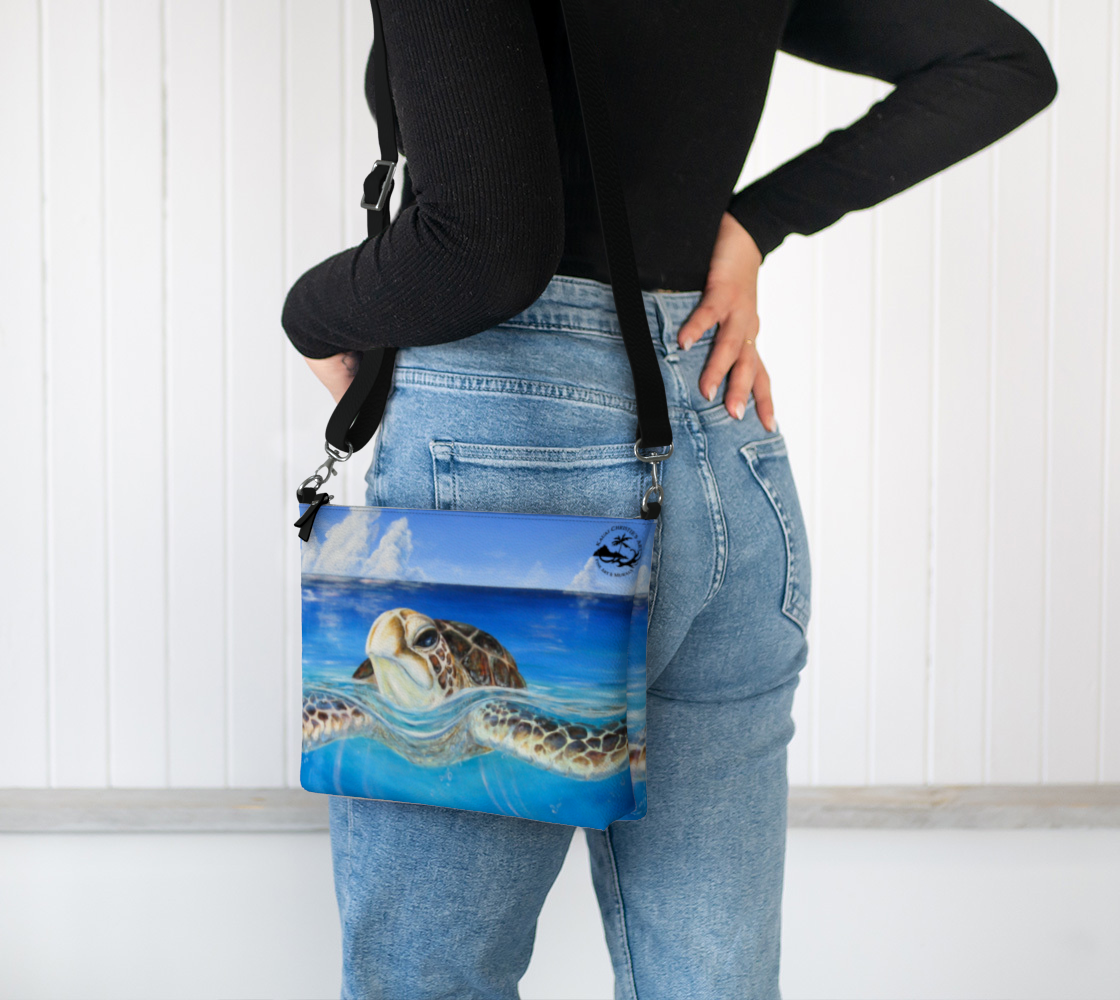 Hawaii Sea Turtle Art Print Purse / Shoulder Bag with Long Strap
