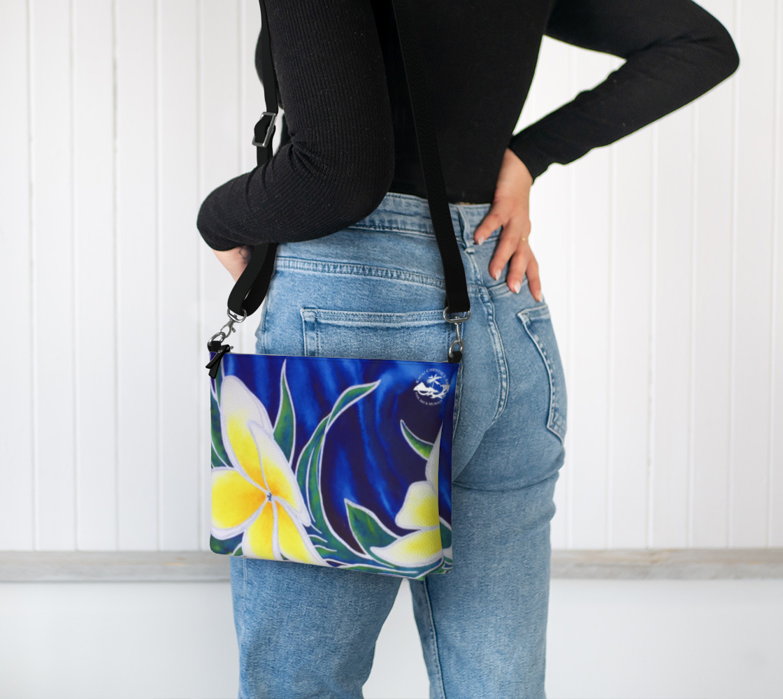 Plumeria Flowers Art Print Purse / Shoulder Bag with Long Strap