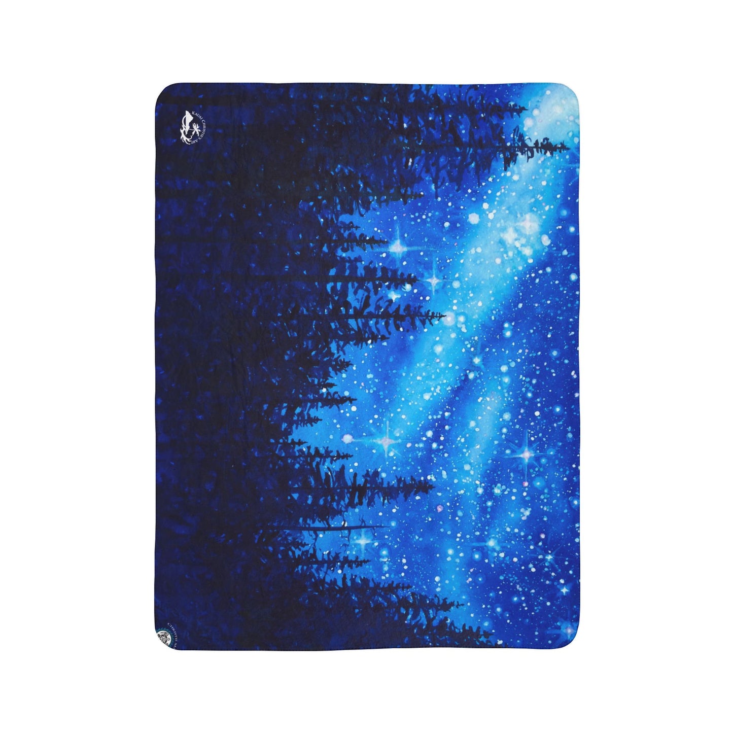 Star Lite Forest Starry Night sky watercolor art Fleece Sherpa Blanket