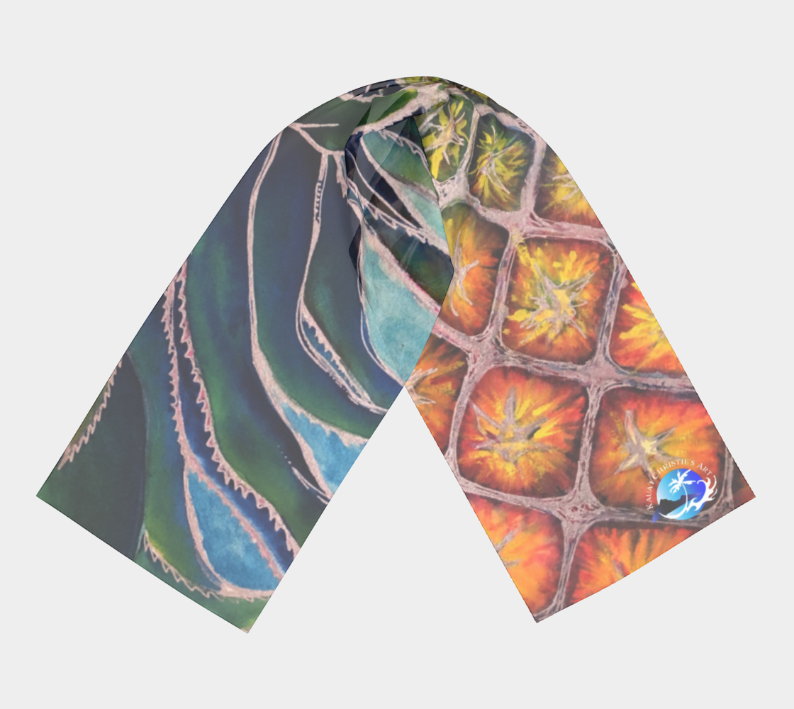 Long Scarf ~ Sweet Welcome Pineapple art print scarf by artist Christie Marie