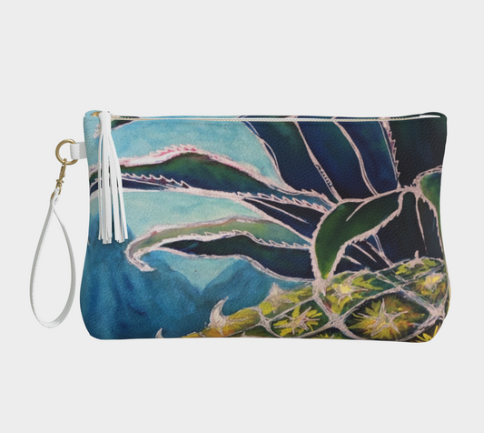 "Welcome" Pineapple Art Vegan Leather Makeup Bag