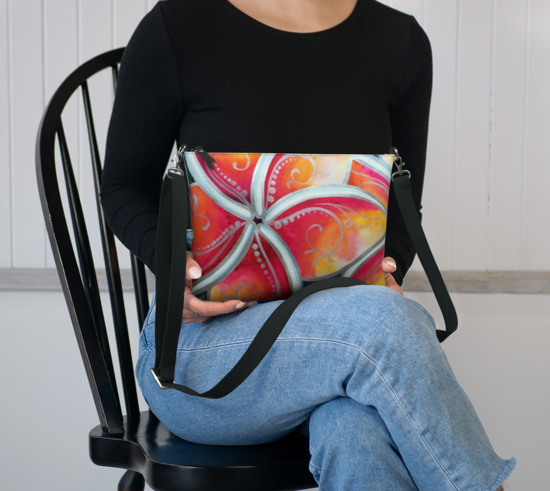 Plumeria Flower Fangenpani  Art Print Purse / Shoulder Bag with Long Strap